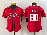 Women's San Francisco 49ers #80 Jerry Rice Red With Patch Cool Base Stitched Baseball Jersey,baseball caps,new era cap wholesale,wholesale hats